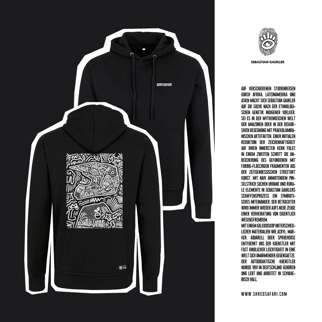 SHREDSAFARI x Gaukler.Art DIRT Hoodie Unisex, Black