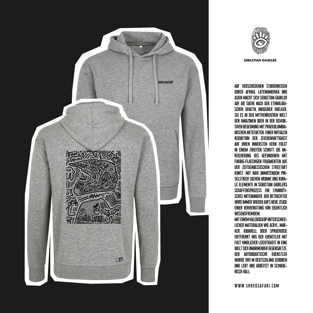 SHREDSAFARI x Gaukler.Art DIRT Hoodie Unisex, Grey